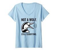 Donna Not A Wolf Still Terrifying Funny Bird Umorismo Animale Grafico Maglietta con Collo a V
