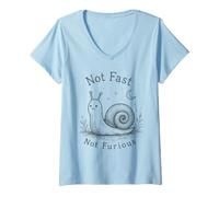 Donna Not Fast Not Furious Funny Snail Maglietta con Collo a V
