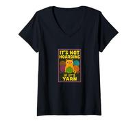 Donna Not Hoarding If It's Yarn Funny Cat Knitting Crochet Lover Maglietta con Collo a V