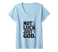 Donna Not Luck Just Dio Faith Inspired Christian Maglietta con Collo a V