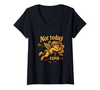 Donna Not Today Cupid - Amore Divertente per San Valentino Maglietta con Collo a V