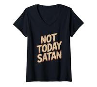 Donna Not Today Satan Maglietta con Collo a V