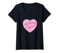 Donna Not Today Sugar - Cuore rosa per la sensibilizzazione al diabete Maglietta con Collo a V