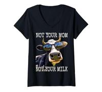 Donna Not Your Mom Not Your Milk Mom Pro Vegan Vegetariano Maglietta con Collo a V