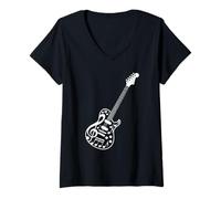 Donna Note Musicali Chitarra Elettrica Chitarrista Chitarristi Maglietta con Collo a V