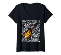 Donna Note Musicali per mandolino, mandolinista, Musicista Folk Maglietta con Collo a V