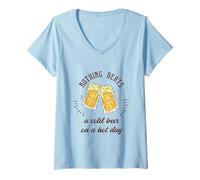 Donna Nothing Beats A Cold Beer On A Hot Day Divertente regalo di birra Maglietta con Collo a V