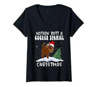 Donna Nothing Butt A Cocker Spaniel Dog Christmas Funny Xmas Maglietta con Collo a V