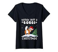 Donna Nothing Butt A Corgi Dog Christmas Funny Xmas Maglietta con Collo a V