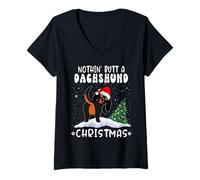 Donna Nothing Butt A Dachshund Dog Christmas Funny Xmas Maglietta con Collo a V