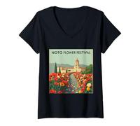 Donna Noto - La Città dei Fiori Maglietta con Collo a V