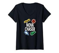 Donna Nova Chaser Astronomy Telescope Stargazing Gear Maglietta con Collo a V
