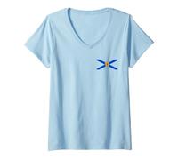Donna Nova Scotia Bandiera Canada Nuova Scozia Saltire Maglietta con Collo a V