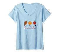 Donna Nova Scotia Canada Autunno Fogliame Foglie Autunno Foglia Di Quer Maglietta con Collo a V