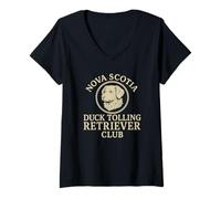 Donna Nova Scotia Duck Tolling Retriever Club Toller Dog Lover Maglietta con Collo a V