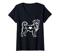 Donna Nova Scotia Duck Tolling Retriever Toller Heartbeat ECG Maglietta con Collo a V