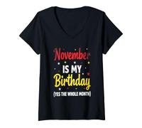 Donna Novembre è Il Mio Vestito di Compleanno Maglietta con Collo a V