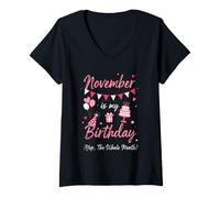 Donna Novembre è Il Mio Vestito di Compleanno Maglietta con Collo a V