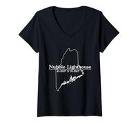 Donna Nubble Lighthouse Capo Neddick York Maine Coordinate Maglietta con Collo a V