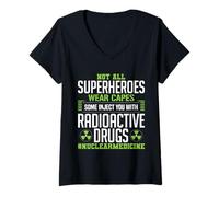 Donna Nuc Med Tech Apparel Supereroe Tecnologo di Medicina Nucleare Maglietta con Collo a V