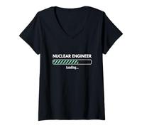 Donna Nuclear Engineer Loading Studying Nuclear Engineering Maglietta con Collo a V