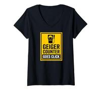 Donna Nuclear Geiger Counter Goes Click Radiation Physics Maglietta con Collo a V
