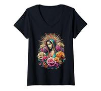 Donna Nuestra Señora de Guadalupe Patrona de México Virgen María Maglietta con Collo a V