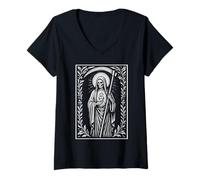 Donna Nuestra Senora Santa Muerte Design devozionale Maglietta con Collo a V