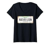 Donna Nuevo León Monterrey Mexico License Plate Vacation Beach Maglietta con Collo a V