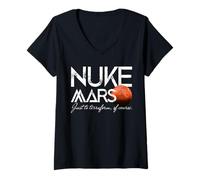 Donna Nuke Mars Marte esplorazione Spazio Razzo Nave Spaziale Maglietta con Collo a V