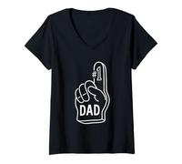 Donna Number One # 1 Dad Finger Glove Festa del papà Maglietta con Collo a V
