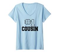 Donna Number One Cousin No. 1 Family Best #1 Donna Uomo Maglietta con Collo a V