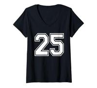 Donna Number Twenty Five #25 Uniforme Squadra Sportiva Maglietta con Collo a V