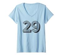 Donna Number Twenty Nine #29 Evento di Compleanno Uniforme Sportiva Maglietta con Collo a V