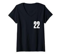 Donna Number Twenty Two #22 - Uniforme per Squadre Sportive, Compleanno 22 Maglietta con Collo a V