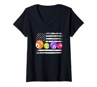 Donna Numeri di bandiera americana del bingo giocatore di bingo patriottico Maglietta con Collo a V