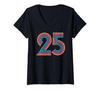 Donna Numero 25, Venticinque Anniversario Uomini Donne 25° Compleanno Maglietta con Collo a V
