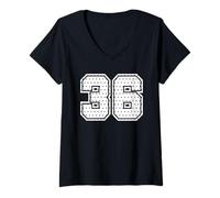 Donna Numero 36 Sports Team 36° Jersey Varsity Birthday Football Maglietta con Collo a V