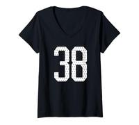 Donna Numero 38 Sports Team 38th Jersey Varsity Birthday Football Maglietta con Collo a V