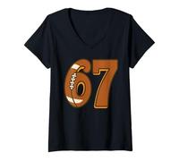 Donna Numero 67 Six Seven Football Funny Meme Internet Gen Alpha Maglietta con Collo a V