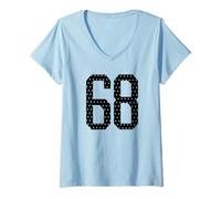 Donna Numero 68 Sports Team 68th Jersey Varsity Birthday Football Maglietta con Collo a V