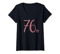 Donna Numero 76, Seventy-Six, per Donne 76 Anni 76° Compleanno Maglietta con Collo a V