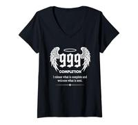 Donna Numero Angelo 999 Completamento Ali Numerologia Spirituale Maglietta con Collo a V