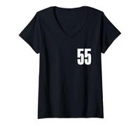 Donna Numero Cinquanta Cinque #55 Uniforme Squadra Sportiva Compleanno 55 Maglietta con Collo a V