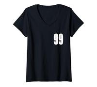 Donna Numero Ninety Nine #99 Uniforme Squadra Sportiva Compleanno 99 Maglietta con Collo a V