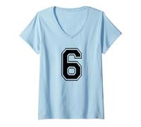 Donna Numero Sei #6 Uniforme per Squadra Sportiva Compleanno 6 Maglietta con Collo a V