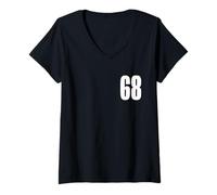 Donna Numero Sessantotto #68 Uniforme Squadra Sportiva Compleanno 68 Maglietta con Collo a V