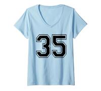 Donna Numero Trenta Cinque # 35 Sport Team Uniforme Compleanno 35 Maglietta con Collo a V