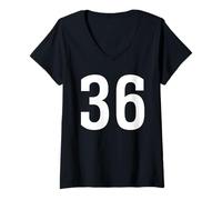 Donna Numero Trentasei #36 Uniforme Sportiva Compleanno Maglietta con Collo a V