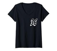 Donna Numero Trentasei #36 Uniforme Squadra Sportiva Compleanno Maglietta con Collo a V